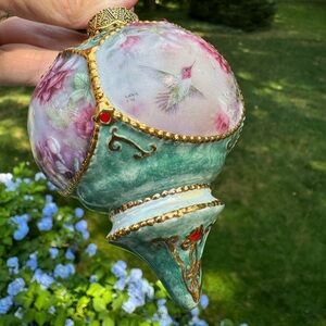 The Bradford Edition 1998 Red Rhinestone Christmas Hummingbird Ornament Signed